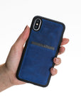 Luxury Blue Leather iPhone XS Back Cover Case with Card Holder - Venito – 2
