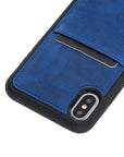 Luxury Blue Leather iPhone XS Back Cover Case with Card Holder - Venito – 3