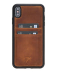 Luxury Brown Leather iPhone XS Max Back Cover Case with Card Holder - Venito – 1