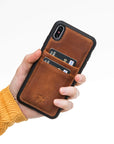 Luxury Brown Leather iPhone XS Max Back Cover Case with Card Holder - Venito – 2