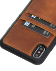 Luxury Brown Leather iPhone XS Max Back Cover Case with Card Holder - Venito – 3