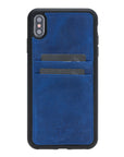 Luxury Blue Leather iPhone XS Max Back Cover Case with Card Holder - Venito – 1