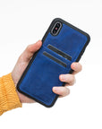 Luxury Blue Leather iPhone XS Max Back Cover Case with Card Holder - Venito – 2