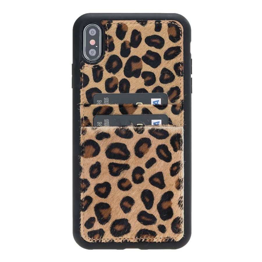 Luxury Leopard Leather iPhone XS Max Back Cover Case with Card Holder - Venito – 1