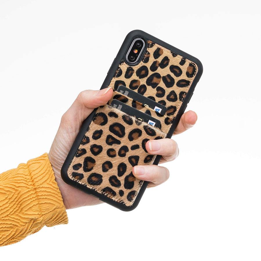 Luxury Leopard Leather iPhone XS Max Back Cover Case with Card Holder - Venito – 2