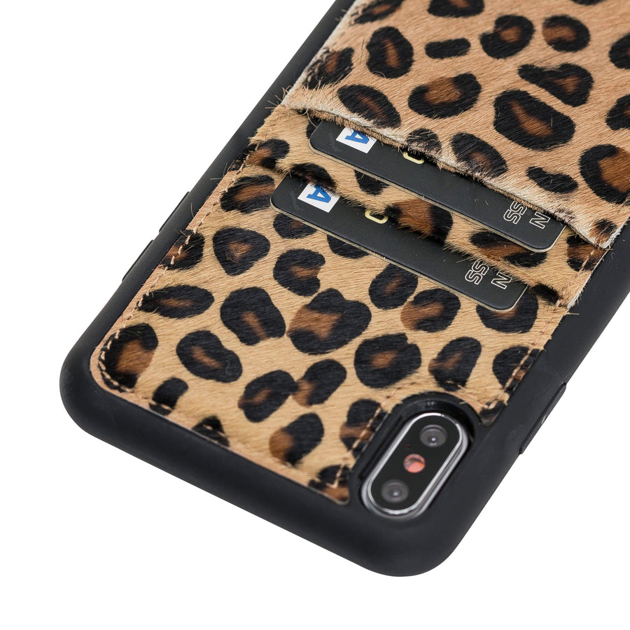Luxury Leopard Leather iPhone XS Max Back Cover Case with Card Holder - Venito – 3
