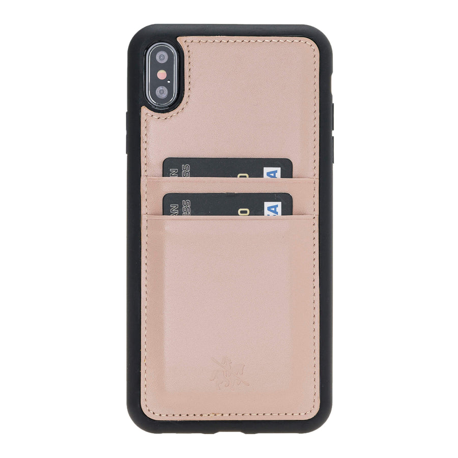 Luxury Pink Leather iPhone XS Max Back Cover Case with Card Holder - Venito – 1