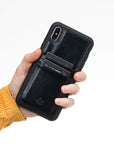 Luxury Black Leather iPhone XS Max Back Cover Case with Card Holder - Venito – 2