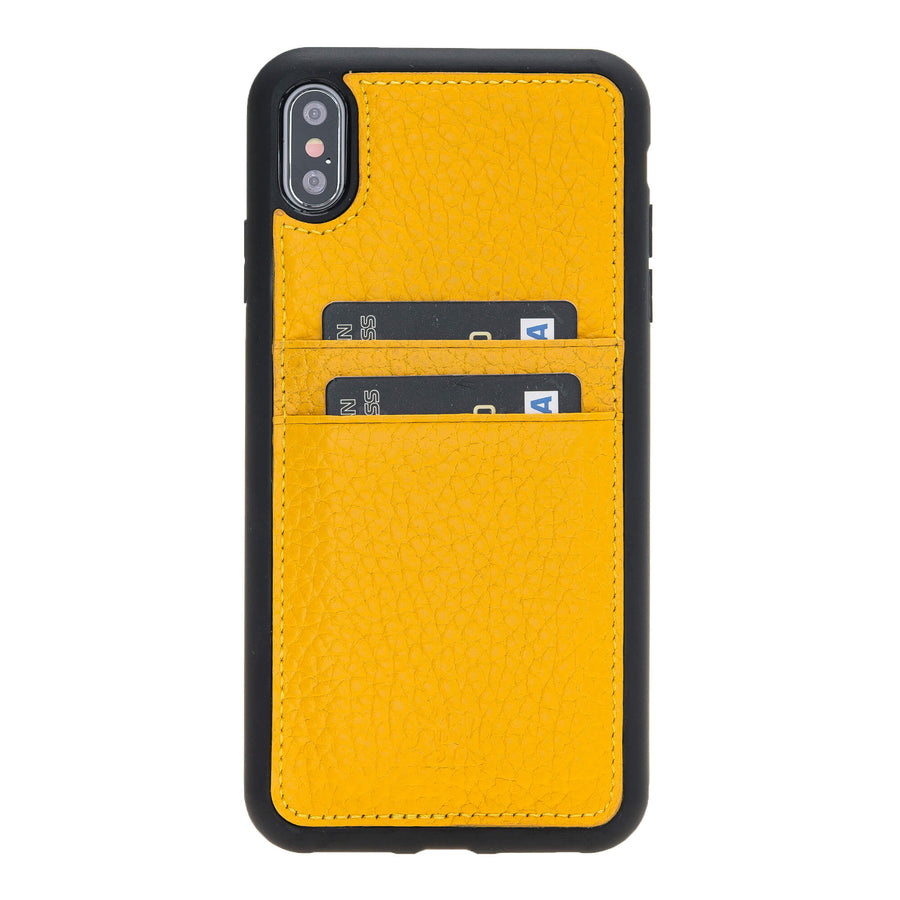 Luxury Yellow Leather iPhone XS Max Back Cover Case with Card Holder - Venito – 1