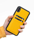 Luxury Yellow Leather iPhone XS Max Back Cover Case with Card Holder - Venito – 2