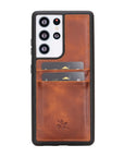 Luxury Brown Leather Samsung Galaxy S21 Ultra Back Cover Case with Card Holder - Venito – 1