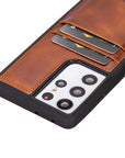 Luxury Brown Leather Samsung Galaxy S21 Ultra Back Cover Case with Card Holder - Venito – 3