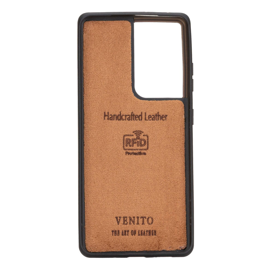 Luxury Brown Leather Samsung Galaxy S21 Ultra Back Cover Case with Card Holder - Venito – 4