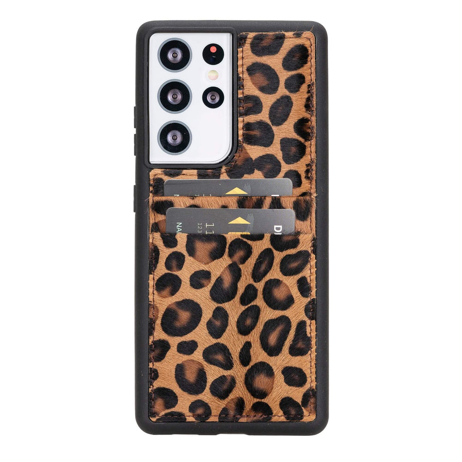 Luxury Leopard Leather Samsung Galaxy S21 Ultra Back Cover Case with Card Holder - Venito – 1