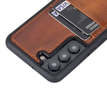 Luxury Brown Leather Samsung Galaxy S22 Back Cover Case with Card Holder - Venito – 1