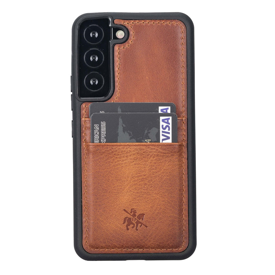 Luxury Brown Leather Samsung Galaxy S22 Back Cover Case with Card Holder - Venito – 2