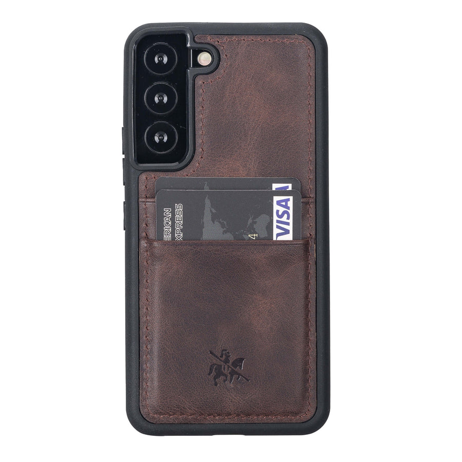 Luxury Dark Brown Leather Samsung Galaxy S22 Back Cover Case with Card Holder - Venito – 2