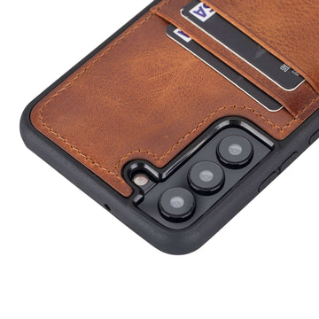 Luxury Brown Leather Samsung Galaxy S22 Plus Back Cover Case with Card Holder - Venito – 1