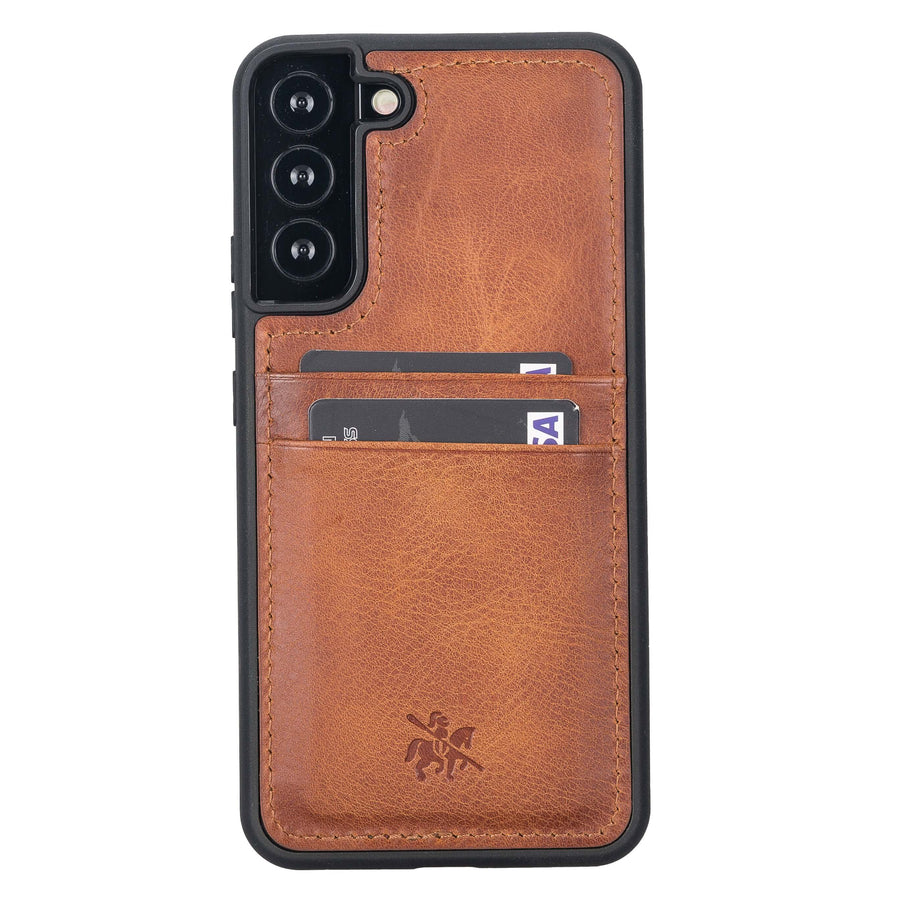 Luxury Brown Leather Samsung Galaxy S22 Plus Back Cover Case with Card Holder - Venito – 2