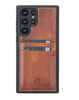 Luxury Brown Leather Samsung Galaxy S22 Ultra Back Cover Case with Card Holder - Venito – 2