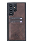 Luxury Dark Brown Leather Samsung Galaxy S22 Ultra Back Cover Case with Card Holder - Venito – 2
