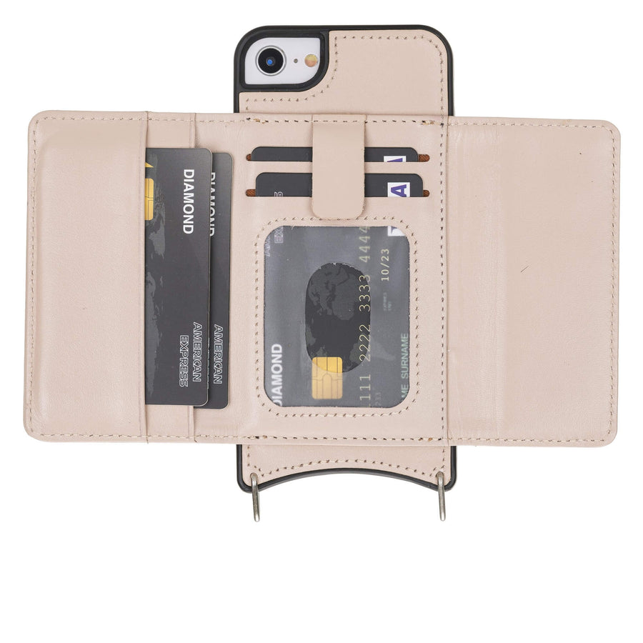Bergamo Leather Crossbody Wallet Case for iPhone SE 2020