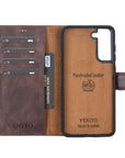 Luxury Dark Brown Leather Samsung Galaxy S21 FE Detachable Wallet Case with Card Holder - Venito - 2