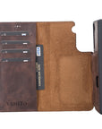 Luxury Dark Brown Leather Samsung Galaxy S21 FE Detachable Wallet Case with Card Holder - Venito - 3