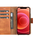 Luxury Brown Leather iPhone 12 Mini Detachable Wallet Case with Card Holder & MagSafe - Venito - 2