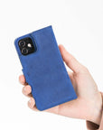 Luxury Blue Leather iPhone 12 Mini Detachable Wallet Case with Card Holder & MagSafe - Venito - 7