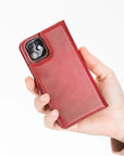 Luxury Red Leather iPhone 12 Mini Detachable Wallet Case with Card Holder & MagSafe - Venito - 7