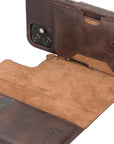 Luxury Dark Brown Leather iPhone 12 Mini Detachable Wallet Case with Card Holder & MagSafe - Venito - 3