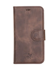 Luxury Dark Brown Leather iPhone 12 Mini Detachable Wallet Case with Card Holder & MagSafe - Venito - 6