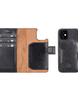 Luxury Black Leather iPhone 12 Mini Detachable Wallet Case with Card Holder & MagSafe - Venito - 1