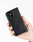 Luxury Black Leather iPhone 12 Mini Detachable Wallet Case with Card Holder & MagSafe - Venito - 8