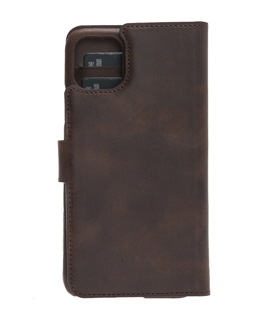 Luxury Dark Brown Leather iPhone 11 Detachable Wallet Case with Card Holder  - Venito - 6