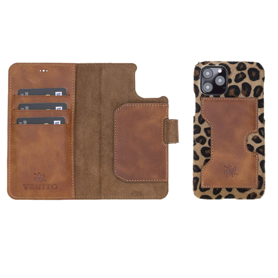 Luxury Leopard Leather iPhone 11 Pro Detachable Wallet Case with Card Holder - Venito - 1