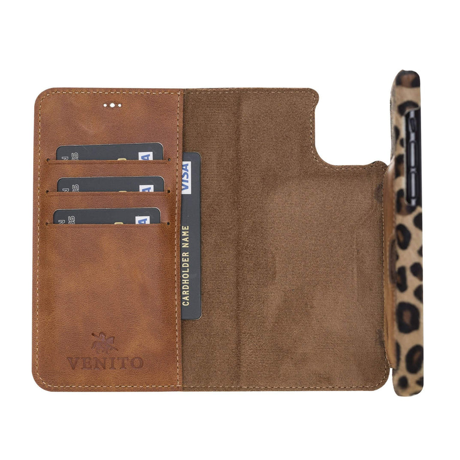 Luxury Leopard Leather iPhone 11 Pro Detachable Wallet Case with Card Holder - Venito - 2