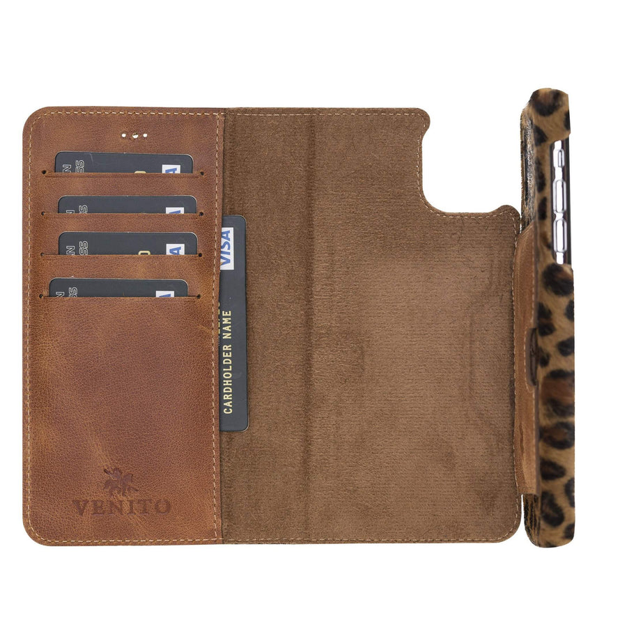 Luxury Leopard Leather iPhone 11 Pro Max Detachable Wallet Case with Card Holder - Venito - 2