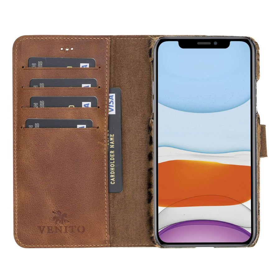 Luxury Leopard Leather iPhone 11 Pro Max Detachable Wallet Case with Card Holder - Venito - 3