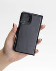 Luxury Black Leather iPhone 11 Pro Detachable Wallet Case with Card Holder - Venito - 9