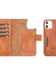 Luxury Brown Leather iPhone 12 Detachable Wallet Case with Card Holder & MagSafe - Venito - 1