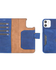 Luxury Blue Leather iPhone 12 Detachable Wallet Case with Card Holder & MagSafe - Venito - 1