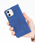 Luxury Blue Leather iPhone 12 Detachable Wallet Case with Card Holder & MagSafe - Venito - 7
