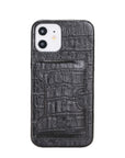 Luxury Black Crocodile Leather iPhone 12 Detachable Wallet Case with Card Holder & MagSafe - Venito - 5