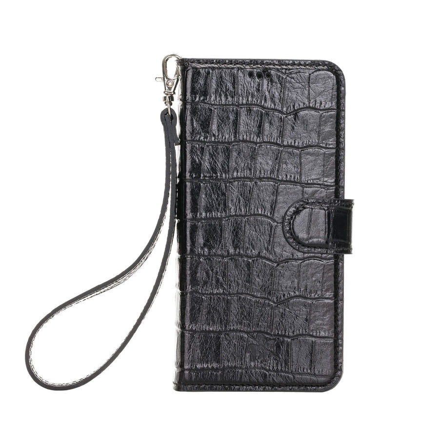 Luxury Black Crocodile Leather iPhone 12 Detachable Wallet Case with Card Holder & MagSafe - Venito - 9