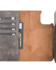 Luxury Gray Leather iPhone 12 Detachable Wallet Case with Card Holder & MagSafe - Venito - 2