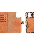 Luxury Leopard Leather iPhone 12 Detachable Wallet Case with Card Holder & MagSafe - Venito - 1