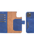 Luxury Blue Leather iPhone 12 Pro Detachable Wallet Case with Card Holder & MagSafe - Venito - 1