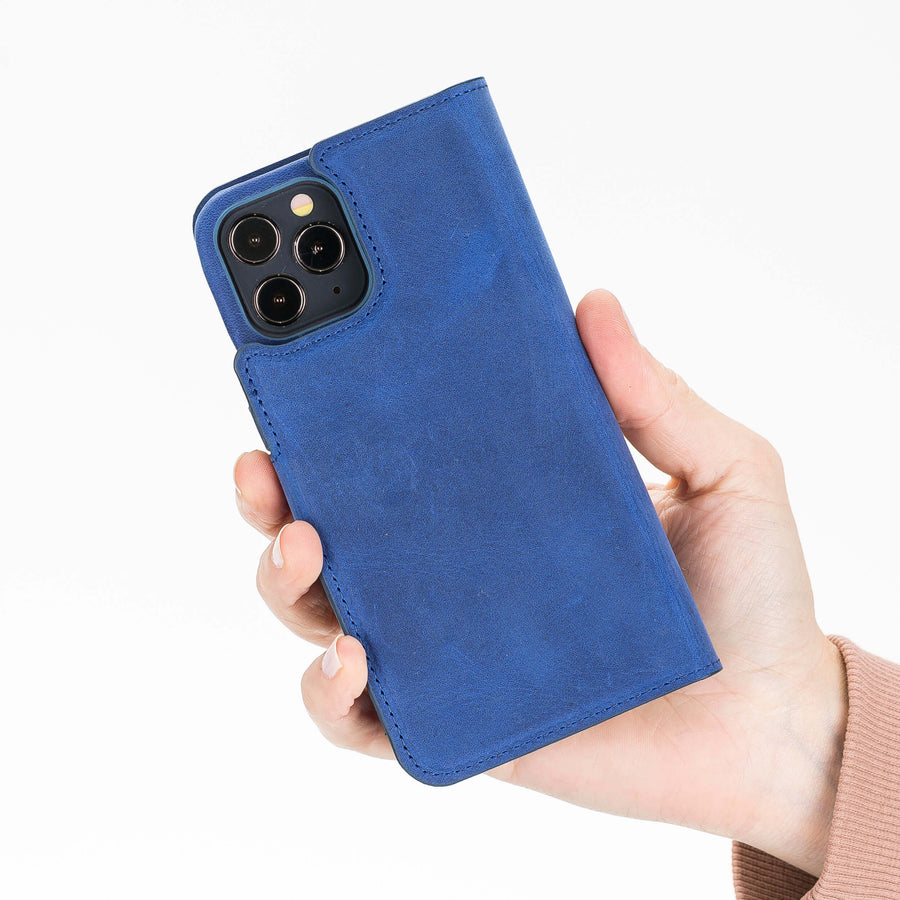 Luxury Blue Leather iPhone 12 Pro Detachable Wallet Case with Card Holder & MagSafe - Venito - 7